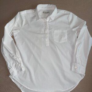 Alexander Jordan White Collared‎ Long Sleeve Popover Top Size L